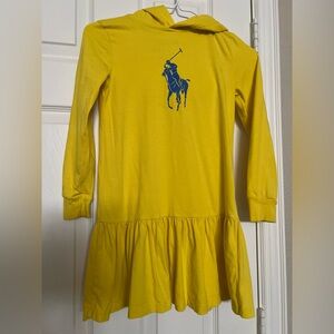 Ralph Lauren Bright Yellow Long Sleeve Dress with Blue Pony